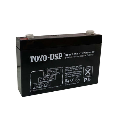 TOYO 6 Volt 7.2 Ah (3FM7.2) SLA Battery With F1 Standard Terminal