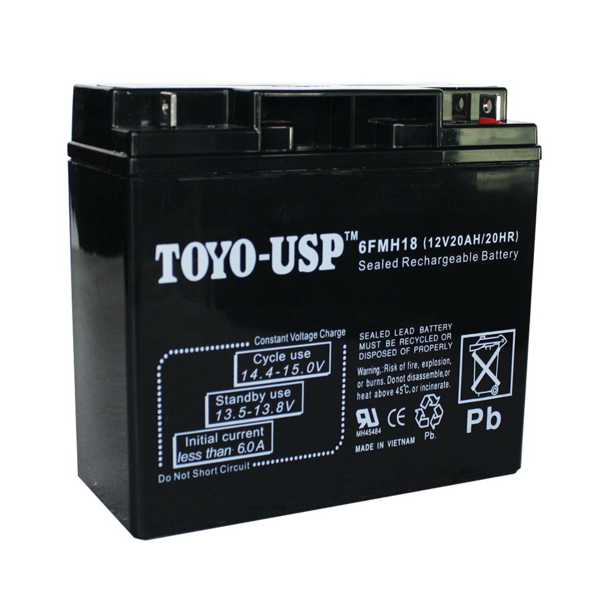 TOYO 12 Volt 18 Ah 6FM18 NB SLA Battery With B1 Nut and Bolt