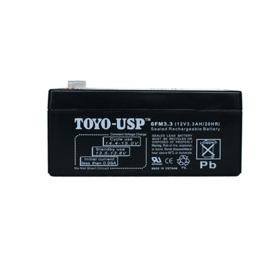 TOYO 12 Volt 3.3 Ah (6FM3.3) SLA Battery With F1 Standard Terminal