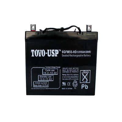 TOYO 12 volt 55 Ah (6GFM55-HD) Group 22NF With B3 Nut and Bolt Terminal