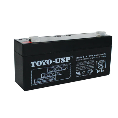 TOYO 6 Volt 3.4 Ah (3FM3.4) SLA Battery With F1 Standard Terminal