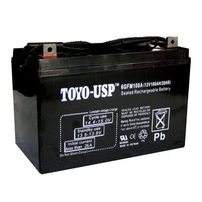 TOYO 12 Volt 100 Ah (6GFM100A) SLA Battery GROUP 31 With B3 Nut and Bolt Terminal