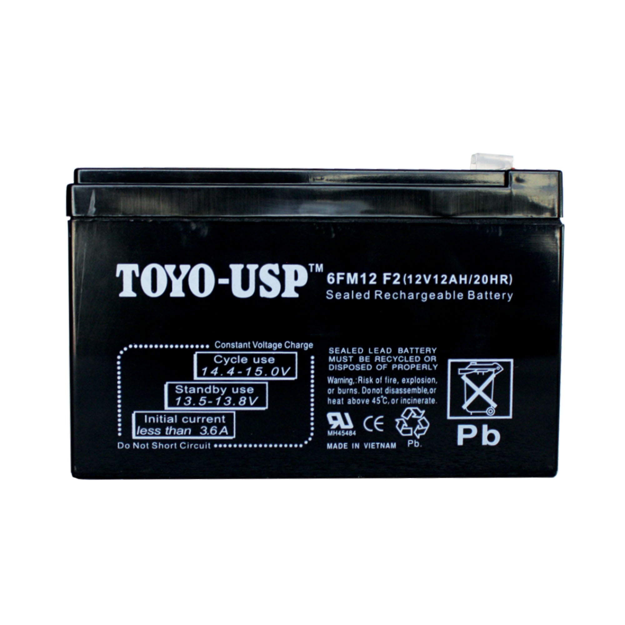 TOYO 12 Volt 12 Ah (6FM12) SLA Battery With F2 Standard Terminal