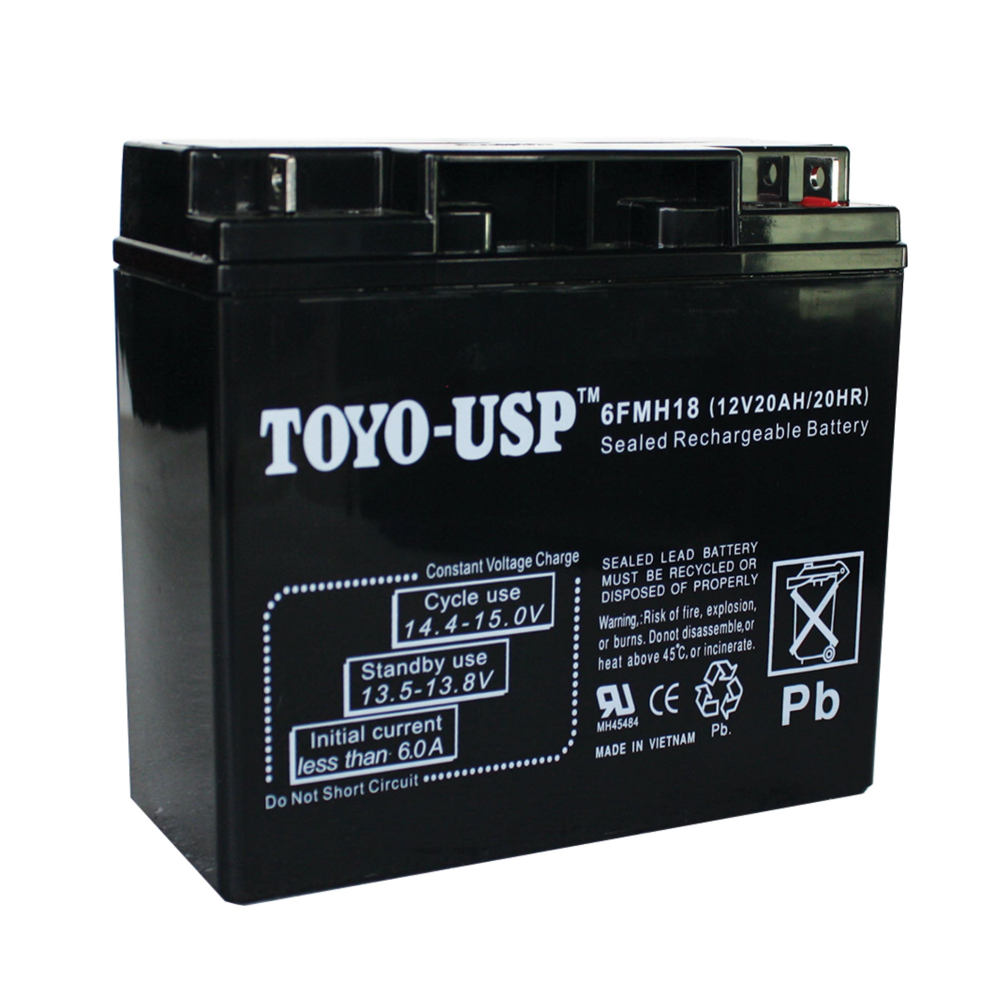 TOYO 12 Volt 18 Ah (6FM18-NB) SLA Battery With B1 Nut and Bolt Terminal
