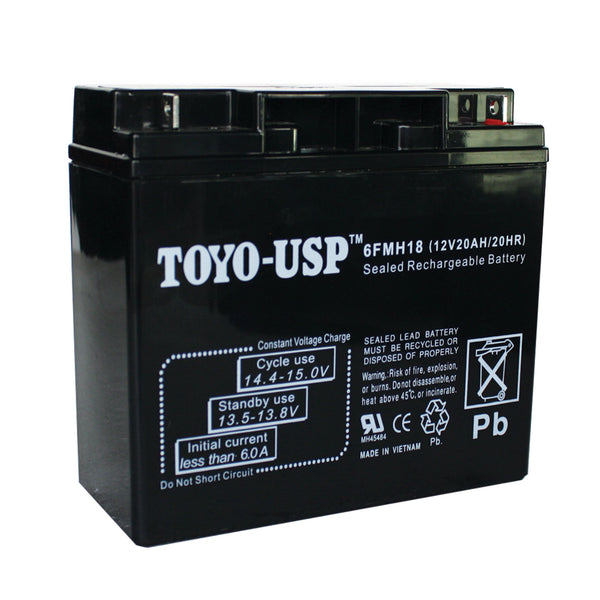 TOYO 12 Volt 18 Ah (6FM18-NB) SLA Battery With B1 Nut and Bolt Terminal