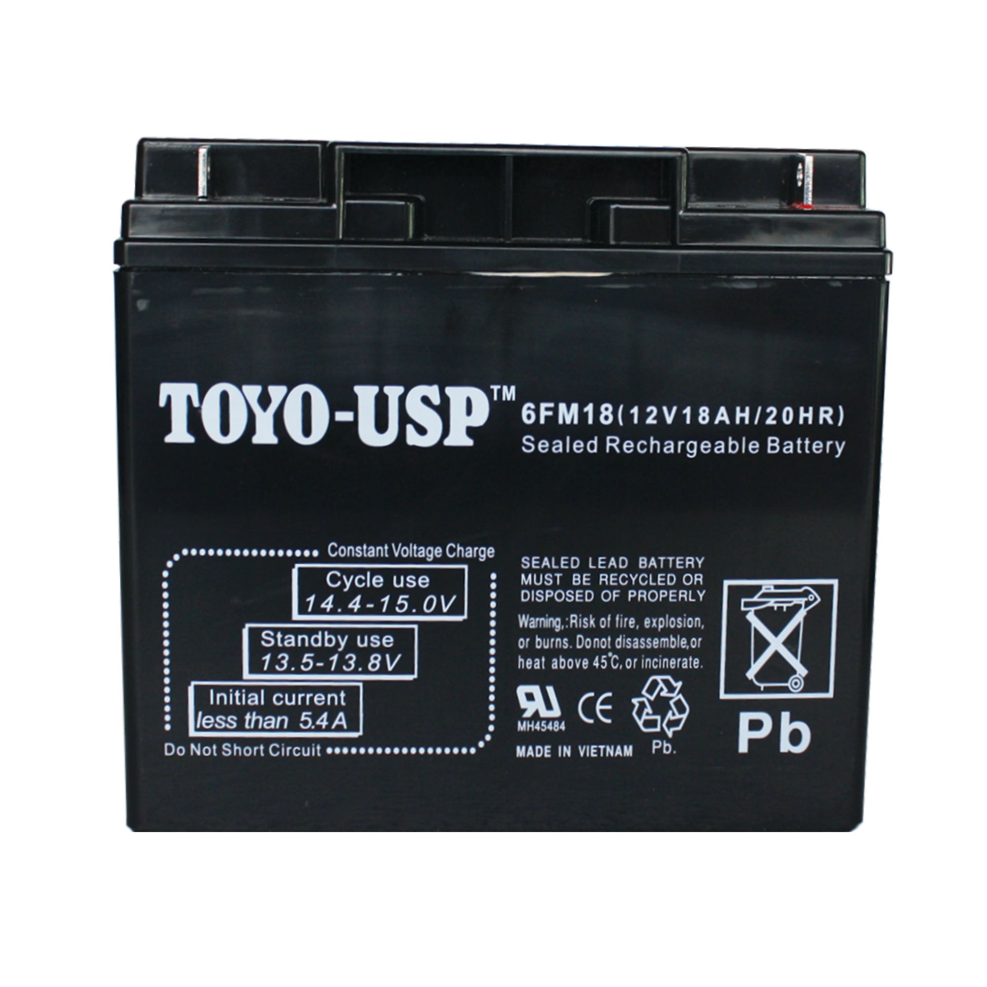 TOYO 12 volt 20 Ah (6FMH18) SLA Battery With B1 Nut and Bolt Terminal
