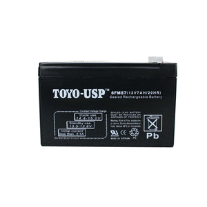 TOYO 12 Volt 7 Ah (6FMS7) SLA Battery With F1 Standard Terminal
