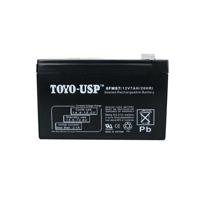 TOYO 12 Volt 7 Ah (6FMS7) SLA Battery With F1 Standard Terminal