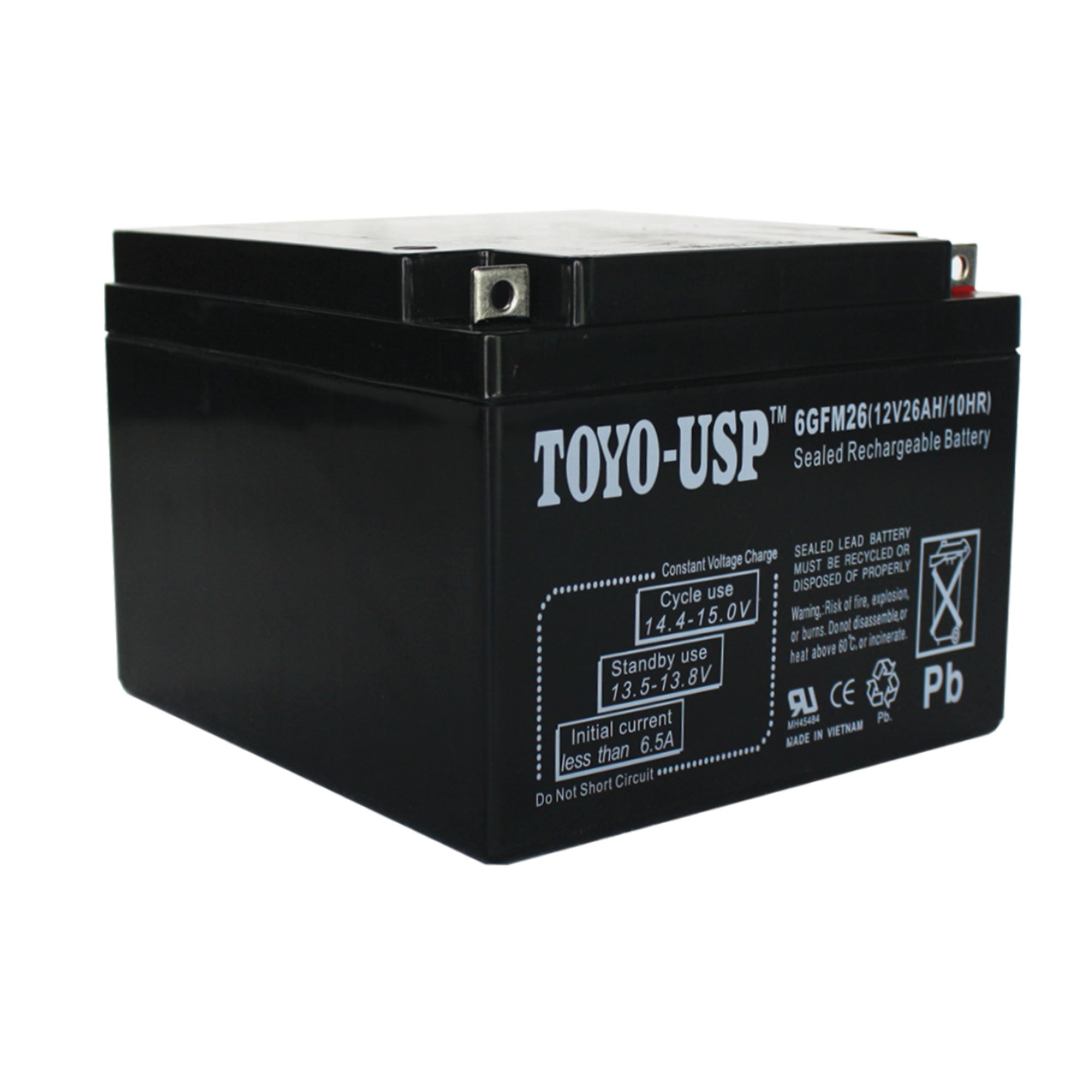 TOYO 12 Volt 26 Ah (6GFM26) SLA Battery With B3 Nut and Bolt Terminal
