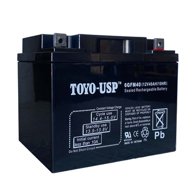 TOYO 12 Volt 40 Ah (6GFM40) SLA Battery DROP-IN With B3 Nut and Bolt Terminal