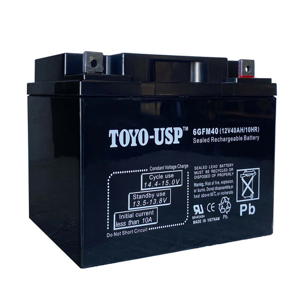 TOYO 12 Volt 40 Ah (6GFM40) SLA Battery DROP-IN With B3 Nut and Bolt Terminal